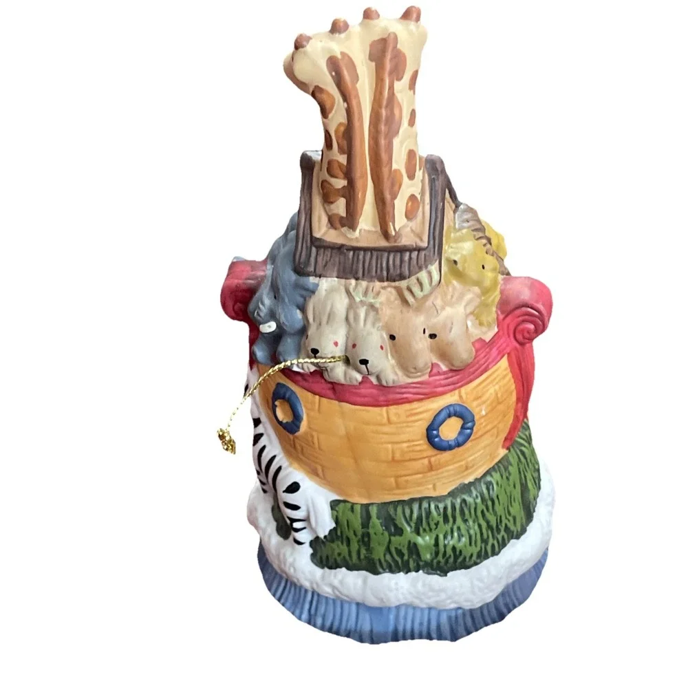 Noah's Ark Bell Christmas Holiday Ceramic Porcelain Decorative 5 1/2